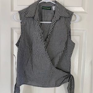 *Sale* Gingham sleeveless wrap top